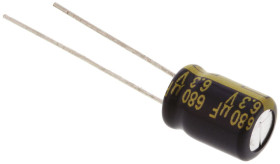Kondensator 680μF 6.3V dc Radialny, Otwór przelotowy Panasonic roztaw: 3.5mm 8 (Dia.) x 11.5mm
