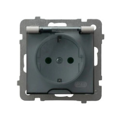 AS Gniazdo bryzgoszczelne z uziemieniem schuko IP-44 wieczko przezroczyste kaszmir GPH-1GS/m/82/d