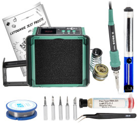 Zestaw stacja lutownicza 948D Q II groty, cyna, topnik, odsysacz, pinceta