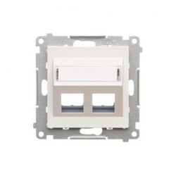 Simon 55 Pokrywa gniazd teleinformatycznych na Keystone skośna podwójna z polem opisowym (moduł) Biały mat TKP2S.01/111