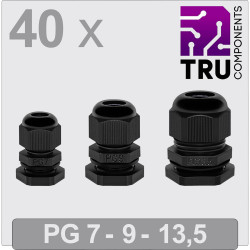 TRU COMPONENTS TC-13448352 Cable gland Polyamide Black 40 pcs