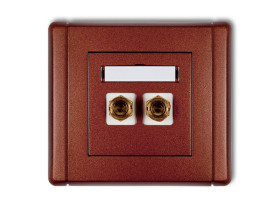 FLEXI Gniazdo głośnikowe pojedyncze (typu banan - czerwony i czarny pozłacane 4 mm2 do lutowania) brązowy metalik 9FGG-3 KARLIK