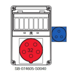 Rozdzielnica 5x32A 3x16A INA=32A IP54 SB-074605-S0040-54
