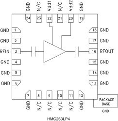 GaAs MMIC Low Noise Amplifier, 24 - 36 GHz