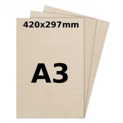 Birch plywood 3mm A3 for laser, pyrography, craft and model making