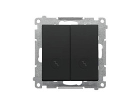 SIMON 55 Wyłącznik schodowy podwójny z podświetleniem szybkozłącza czarny mat TW6/2L2.01/149 KONTAKT SIMON