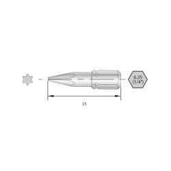 Bit Torx BERNSTEIN Tools for Electronics 6-TX20-25 C 6.3 6 szt.