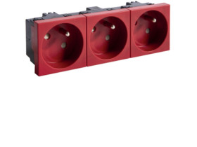 tehalit.GB-EG Gniazdo 2P+Z 33° 3-krotne 45x45mm bezhalogenowe czerwone EER3333020 HAGER