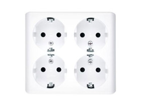 SIMON 54 Gniazdo poczwórne schuko n/t z przesłonami torów prądowych wersja skandynawska zaciski śrubowe białe EGSZ4NZ/11 KONTAKT