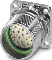 Flange socket, M23, 16 pole, solder connection, ONECLICK quick locking system, straight, 1679719
