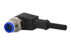 Sensor actuator cable, M12-cable plug, angled to open end, 3 pole, 5 m, PUR, black, 4 A, 2273076-3