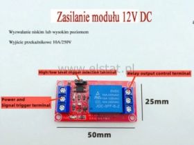 Przekaźnik z optoizolacją 12V; wejście LO/HI; 1P