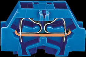 261-334 4-conductor terminal with flange, up to 2.5mm², bl