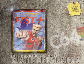 Rustic Commodore 64 Game Exploding Fist + Box Artwork Metal Sign [630]
