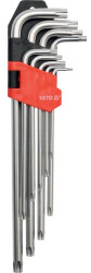 Zestaw 9 kluczy imbusowych długich TorX T10 T15 T20 T25 T27 T30 T40 T45 T50 Yato