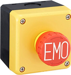 Surface mount housing, emergency stop switch in the housing, 1 Form A (N/O) + 3 Form B (N/C), latching, FB1W-XW1E-BV413MRH-Y0