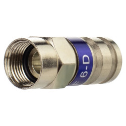 Wtyk antenowy F kompresyjny HQ niebieski na przewód RG6 TC6 Trishield 3SH75