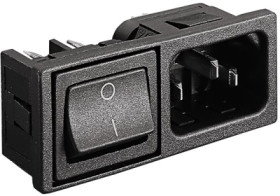 Combination element plug C14, 3 pole, snap-in, plug-in connection, black, BZM27/Z0000/59B
