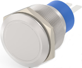 Vandal-proof pushbutton, 1 pole, silver, unlit , 5 A/250 V, mounting Ø 22.2 mm, IP67, 2213771-1