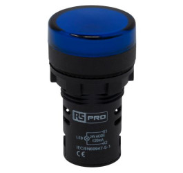 Kontrolka 24V ac/dc Niebieski RS PRO średnica wycięcia 22mm Montaż panelowy