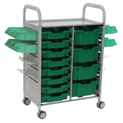 Callero Plus STEAM Activity Double Trolley &amp; Grass Green Gratnells Trays