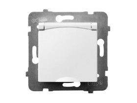 ARIA Gniazdo pojedyncze z uziemieniem IP44 z klapką w kolorze białe GPH-1UZ/m/00/w OSPEL