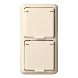 2x gniazdo schuko 16A IP44 z ramką, Elso, Fashion, białe