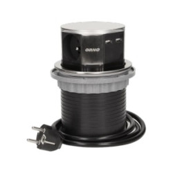 Gniazdo meblowe, wysuwane z blatu 3x250V AC z ładowarką USB i przewodem 1,5m, INOX OR-AE-1381