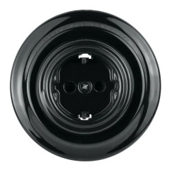 Gniazdo elektryczne Schuko z ramką, ceramiczne, montaż podtynkowy, kolor czarny Ceramic Loft