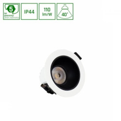 ORBITO DOWNLIGHT 10W WW 230V 40st IP44 Ra90 UGR19 97X65MM BIAŁY/CZARNY MAT okrągła 5 lat gw