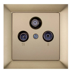 PREMIUM Gniazdo antenowe RTV/SAT piaskowy metalizowany GAPS-Pr