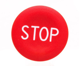 Wkładka przycisku 22mm płaska czerwona z symbolem STOP ZBA434