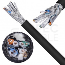 Kabel sieciowy S/FTP kat.7 skrętka 4x2x0,57mm zewnętrzny żelowany PE czarny SecurityNET