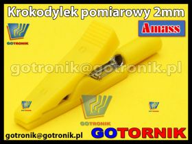 Krokodylek 2mm do przewodów miernika ŻÓŁTY