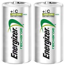Energizer 635674 Rechargeable C Size Battery x2 NiMH 1.2V 2500mAh