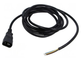 Kabel: 3x1mm2, IEC C14 męski, 3m, 10A, 250V LT-602 H05VV-F 3X1 BLK 3M END