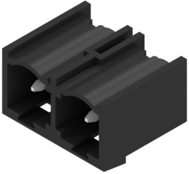 Pin header, 2 pole, pitch 7.62 mm, angled, black, 1472240000