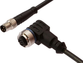 Kabel połączeniowy, 2m, M12 żeński (gniazdo) 3pin kątowy, M8 męski (złącze) 3pin prosty, VK200F60