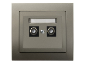 KIER Gniazdo antenowe typu "F" podwójne satyna light GPA-2WF/45 OSPEL