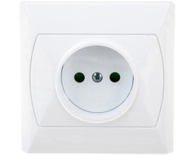 AKCENT Gniazdo pojedyncze b/u z przesłonami białe GP-1AP/00