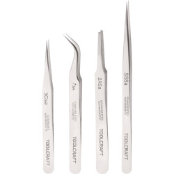 Toolcraft 816747 Stainless Steel Tweezers SSSA/2aSA/7SA/3cSA Set Of 4