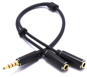 ADAPTER AUX 3,5 SŁUCHAWKI MIKROFON JR643 JACK 4 POLOWY SLIM