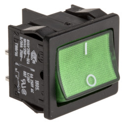 Przełącznik kołyskowy Wł.-wył. podświetlany 10 A DPST Zielony IP40 Marquardt