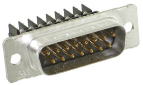 Złącze D-Sub 15-pinowe Męski Proste Montaż na kablu raster 1.27mm Stop złota