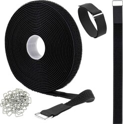 Quadrios 25CA576 Taśma rzepowa do wiązania element z pętelkami i haczykami (D x S) 10 m x 20 mm czarny 10 m