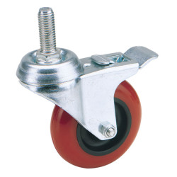 Draper 65521 100mm Dia Swivel Polyurethane Wheel with Brake - S.w.l. 125kg