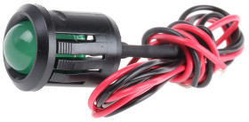 Lampka kontrolna do montażu panelowego 12V dc, zielona 14mm LED Czarny Wyprowadzenia RS PRO