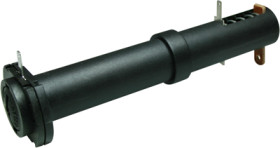 Battery compartment, 2 x AA, straight, PA 6.0 25% GV, (W x H x D) 33.3 x 24.2 x 123.5 mm, black, for mignon cells, 015.32.113