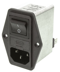 Gniazdo zasilające IEC z filtrem przeciwzakłóceniowym2 1A C14 Schaffner Montaż na panelu 5 x 20mm