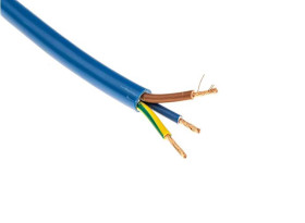 Przewód zasilający RS PRO H05VV-F 3 Core 100 m Polichlorek winylu Sheath Niebieski 11.4 mm OD, 300/500 V 70 °C